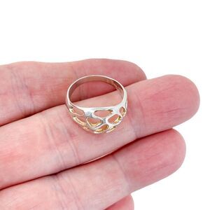 Vintage Joidart Platinum-Plated Sterling Silver Openwork Ring Size 7.75